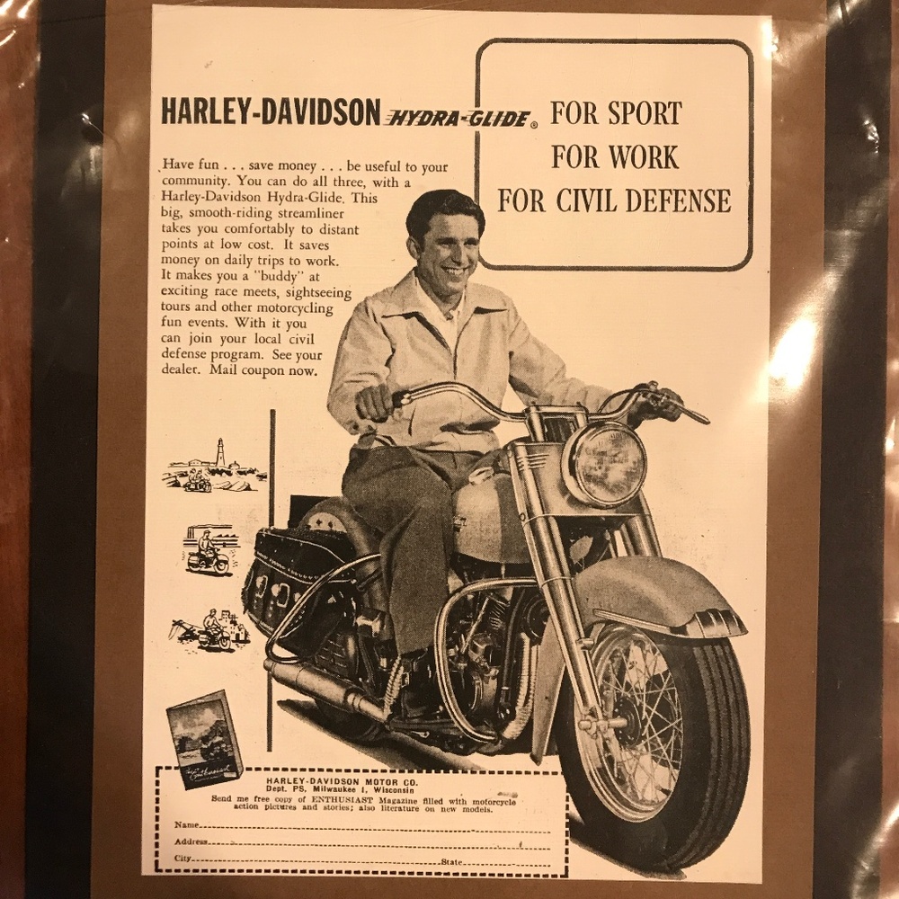 HARLEY-DAVIDSON VINTAGE 1951 ADVERT HD HYDRA-GLIDE MOTORBIKE BIG TWIN AD